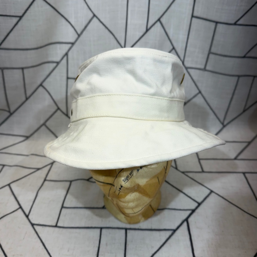 Tilley Heritage Bucket Hat 7 5/8 XL White Cotton Canvas Made in Canada UV Hat